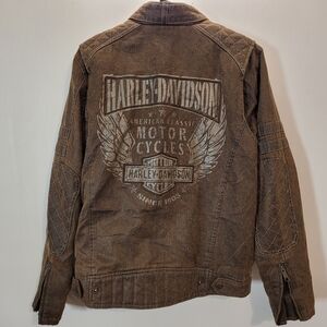 Vintage 1990s Harley Davidson Motorcycles jacket brown Military MC- M